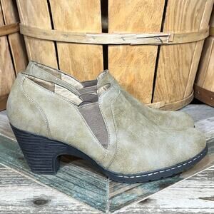Croft & Barrow Morgan Faux Tan Leather Double Gore Slip-On Ankle Boots Womens 10